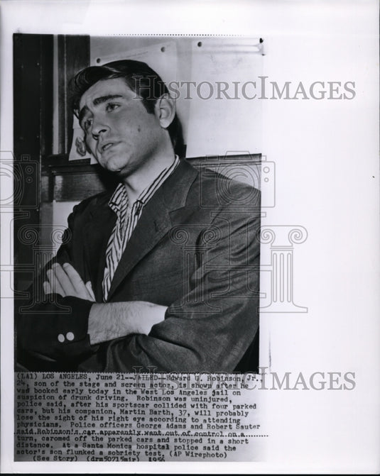 1956 Press Photo Edward Robinson Jr Booked in West Los Angeles Jail - Historic Images