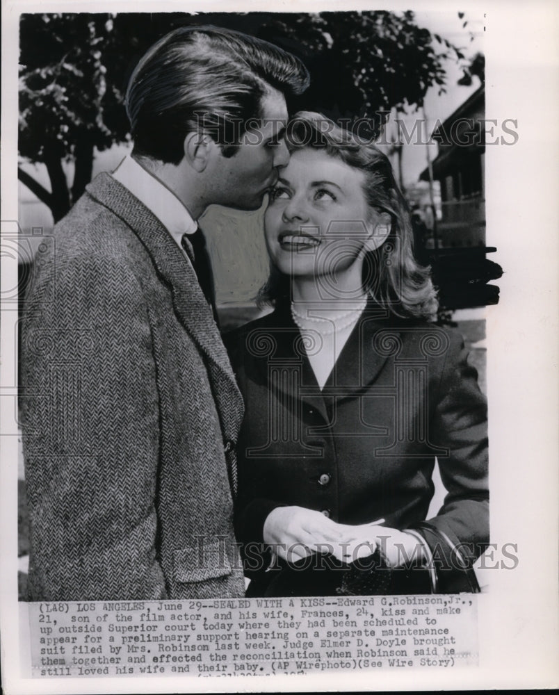 1954 Press Photo Edward Robinson Jr and His Wife Frances Appeared in The Court - Historic Images