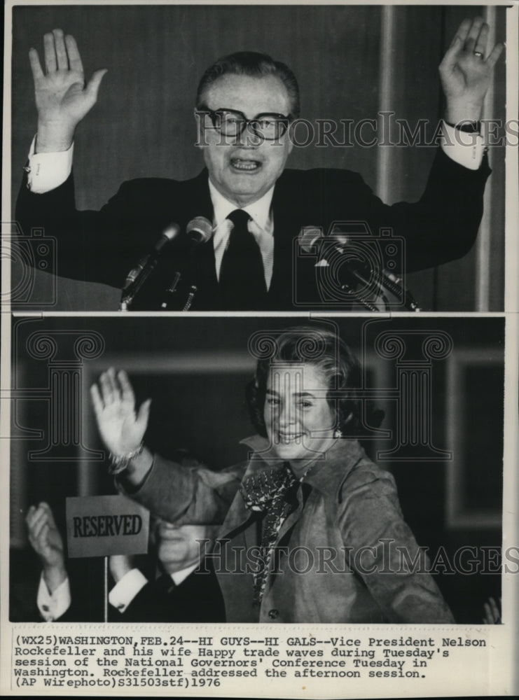 1976 Press Photo Vice President Nelson Rockefeller and his wife Happy - Historic Images