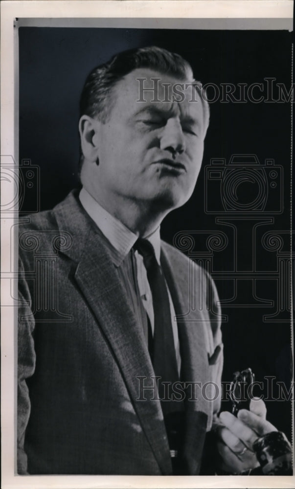 1963 Gov. Rockefeller tells newsmen during a news conference - Historic Images