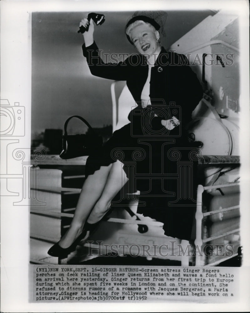 1952 Wire Photo Rogers is heading Hollywood where she will begin work - Historic Images