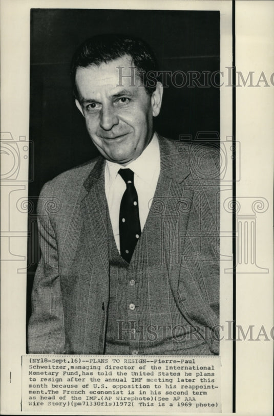 1969 Press Photo Schwietzer has told the U.S. he plans to resign - Historic Images