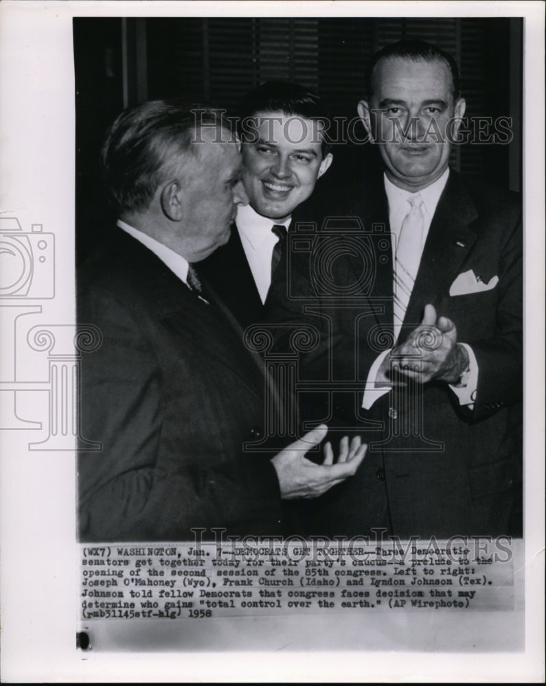 1958 Wire Photo 3 senators get together for their party&#39;s caucus - cvw11134 - Historic Images