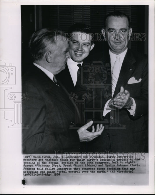 1958 Wire Photo 3 senators get together for their party's caucus - cvw11134 - Historic Images