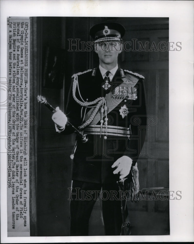 1956 Press Photo Duke when he formally opens the Olympic Games at Australia - Historic Images