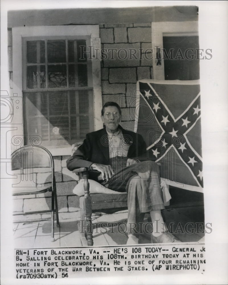 1954 Press Photo Gen. Salling celebrated his 108th birthday in Fort Blackmore - Historic Images