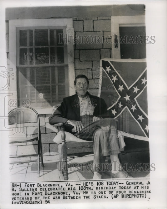 1954 Press Photo Gen. Salling celebrated his 108th birthday in Fort Blackmore - Historic Images