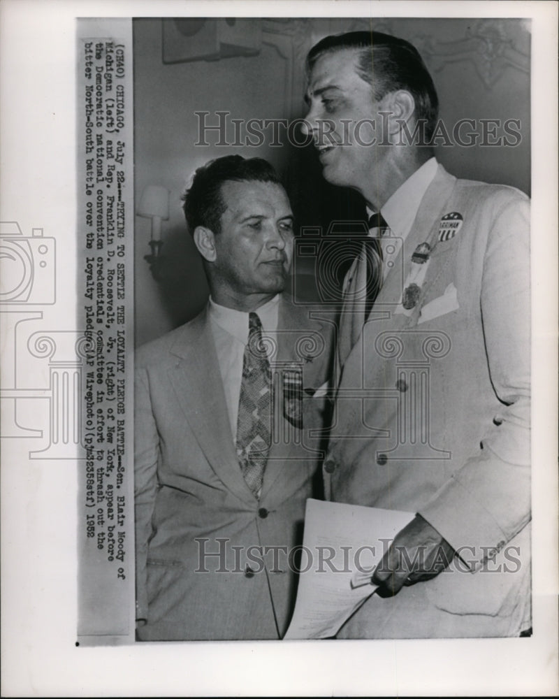 1952 Press Photo Sen. Moody and Rep. Roosevelt Jr. appear before the convention - Historic Images