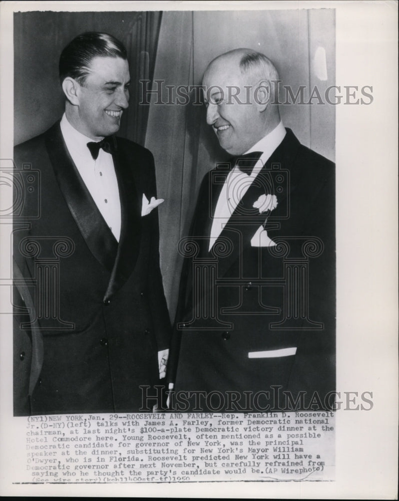 1958 Press Photo Rep. Franklin D. Roosevelt talks with James A. Farley - Historic Images