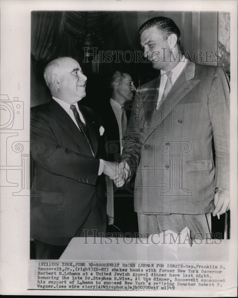 1949 Press Photo Roosevelt backs Lehman for Senate - Historic Images