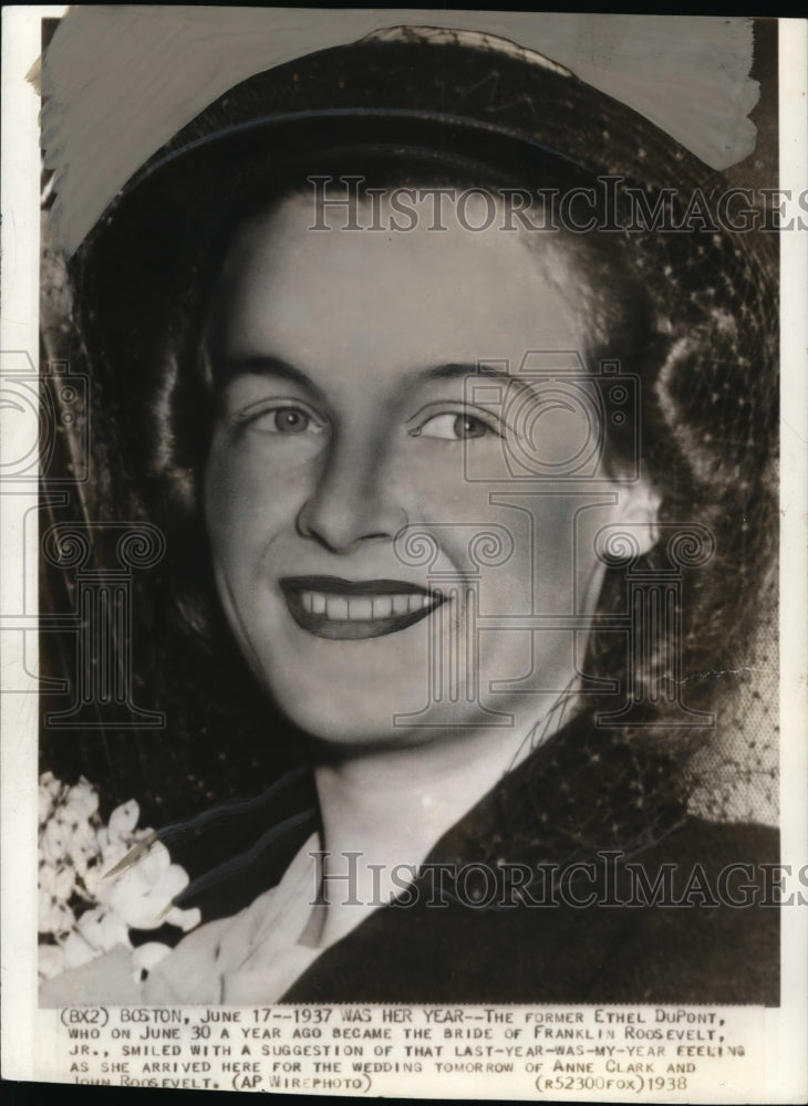 1938 Press Photo The former Ethel Dupont became the bride of Franklin Roosevelt. - Historic Images