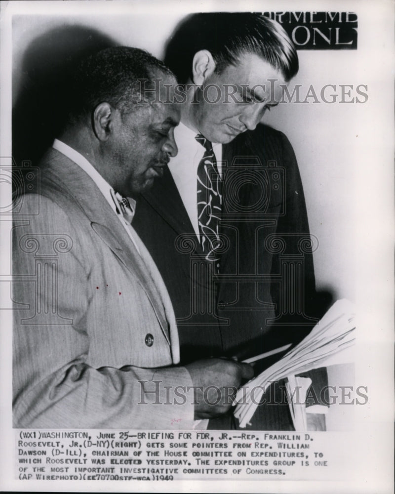 1949 Press Photo Rep. Franklin D. Roosevelt gets some pointers from Rep. - Historic Images