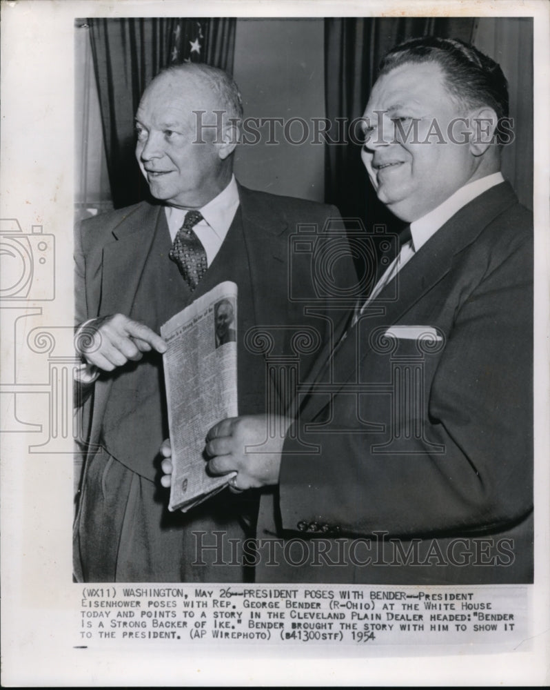 1961 Press Photo President Eisenhower with Mr George Bender - Historic Images