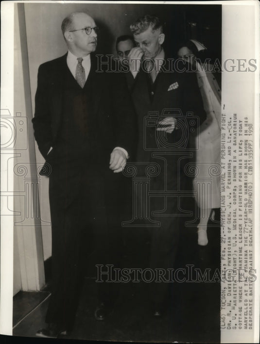 1938 Press Photo Dr RM Davison, physician of Gen JJ Pershing & Lt Col Marrietta - Historic Images