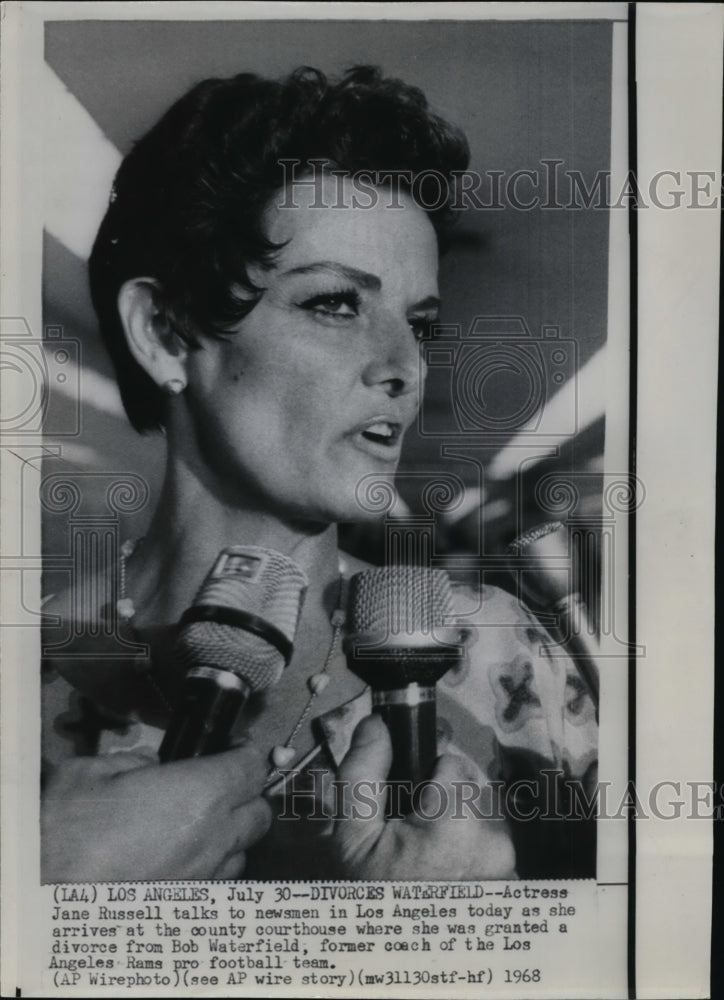 1968 Press Photo Actress Jane Russell granted divorce from Bob Waterfield - Historic Images