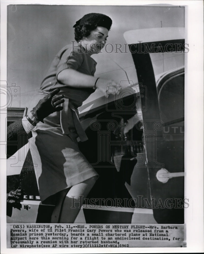 1962 Wire Photo Mrs. Barbara Powers, wife of U2 pilot Francis Gary Powers - Historic Images
