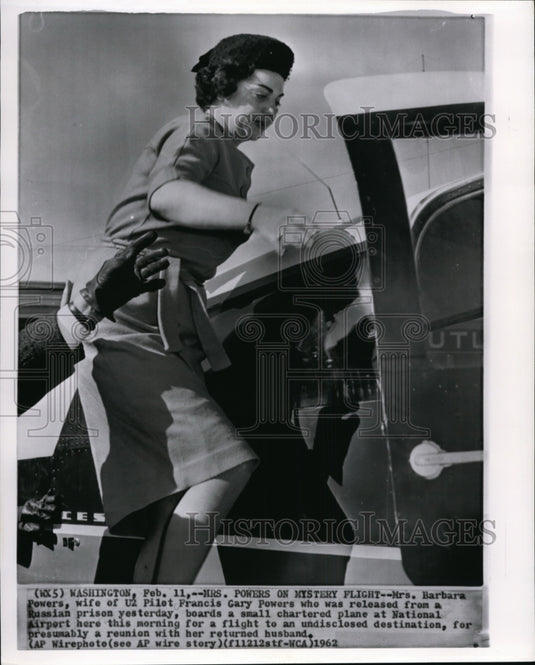 1962 Wire Photo Mrs. Barbara Powers, wife of U2 pilot Francis Gary Powers - Historic Images