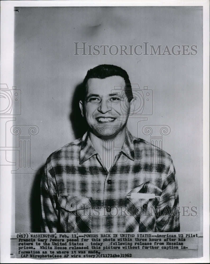 1962 Press Photo U2 Pilot Francis Gary Powers released from Russian prison - Historic Images