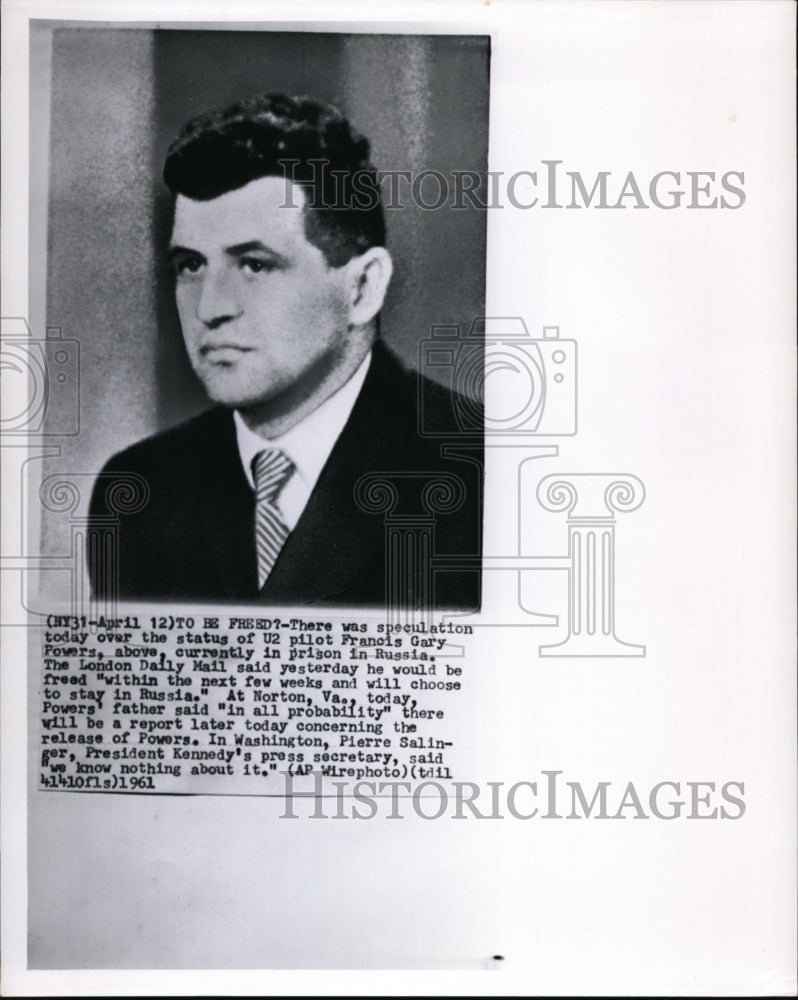 1961 Press Photo U2 Pilot Francis Gary Powers in Russian Prison to be freed - Historic Images