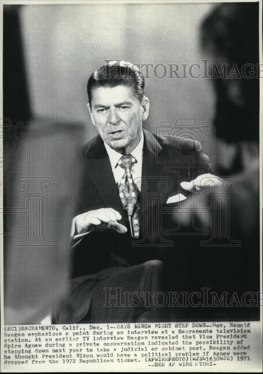 1971 Press Photo Gov Ronald Reagan says Vice Pres Agnew might step down - Historic Images