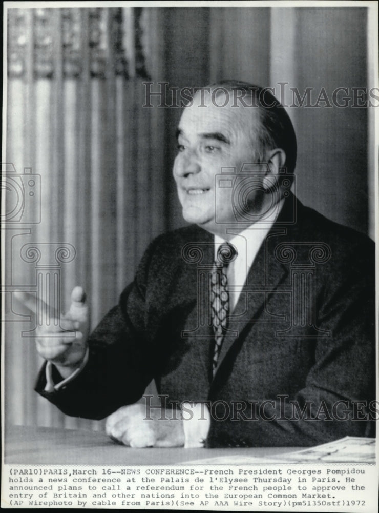 1972 Press Photo French President Georges Pompidou at Palais de l&#39;Elysee - Historic Images