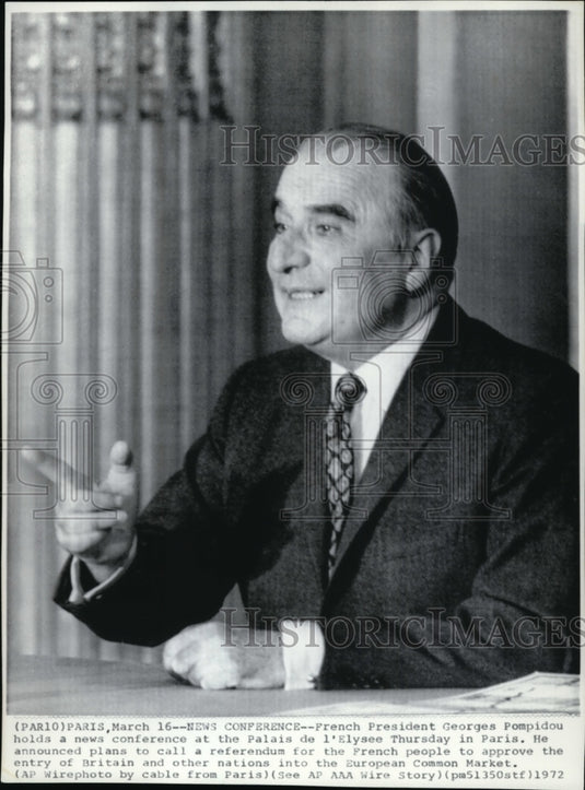 1972 Press Photo French President Georges Pompidou at Palais de l'Elysee - Historic Images