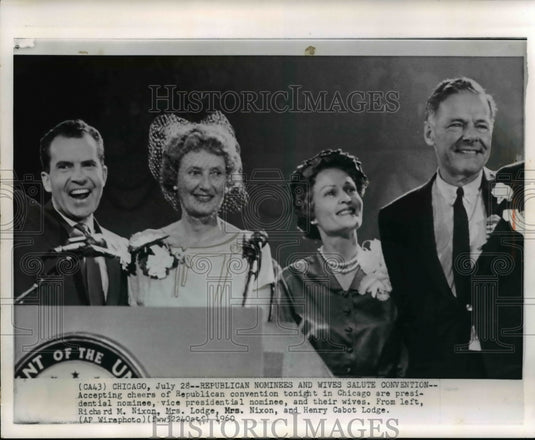 1960 Press Photo Mr & Mrs Richard Nixon and Mr & Mrs Cabot Lodge in convention - Historic Images