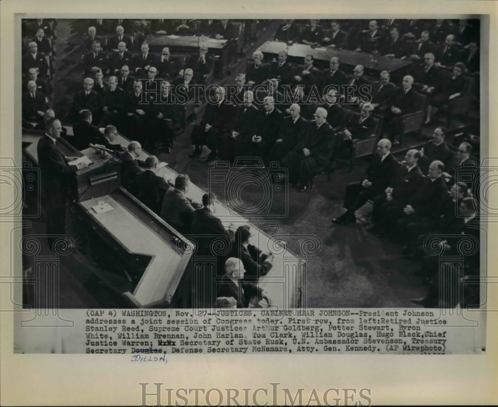 1963 Press Photo Pres Johnson addresses a joint session of Congress - Historic Images