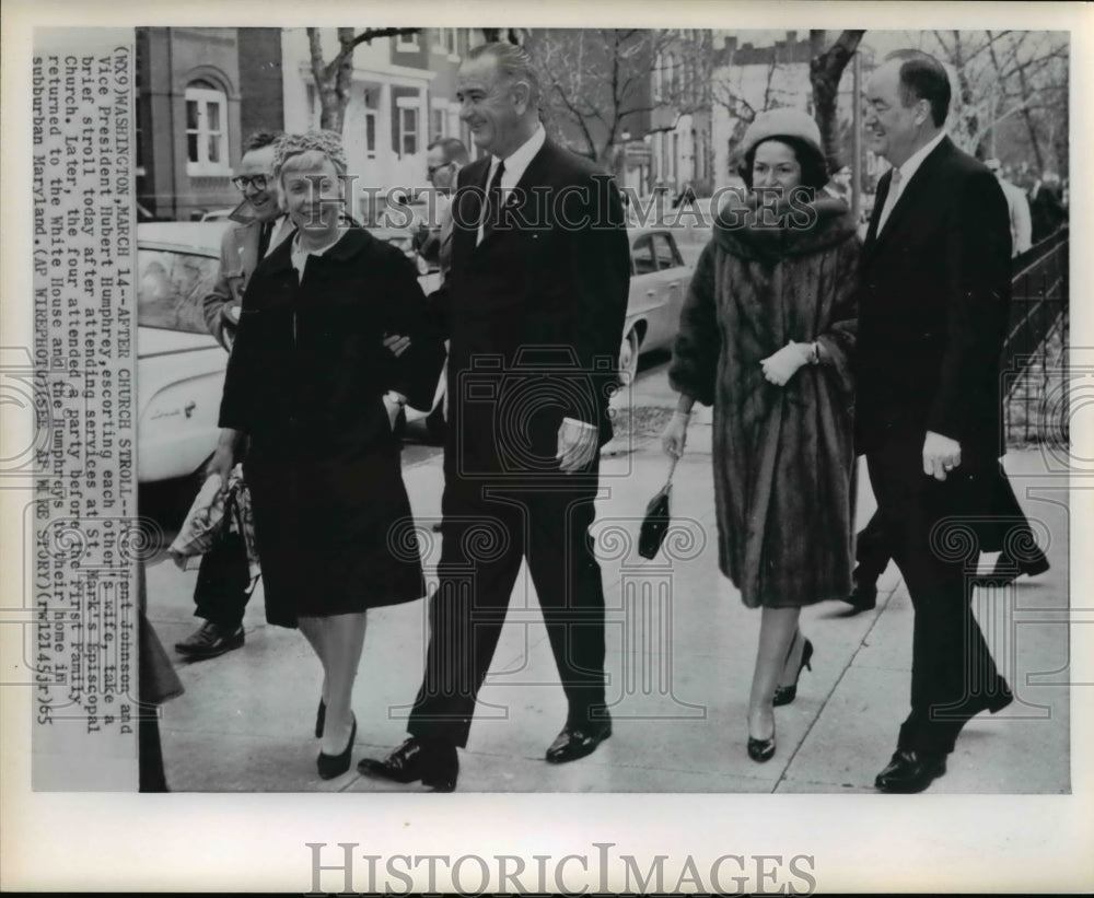 1965 Wire Photo President Johnson and Vice President Hubert Humphrey - Historic Images