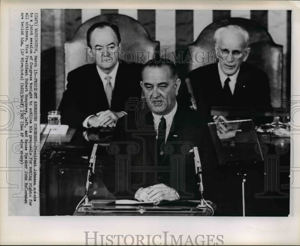 1965 Press Photo Pres. Johnson speaks to a joint session of Congress - Historic Images