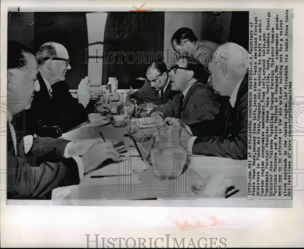 1962 Press Photo U.S Secretary of State Dean Rusk, joins other Latin American - Historic Images