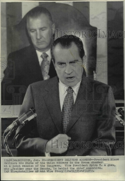 1972 Press Photo Pres Nixon delivers his State of the Union address in the House - Historic Images