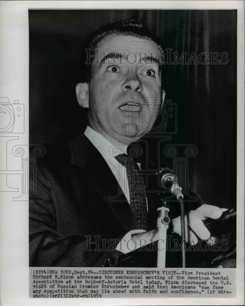 1959 Press Photo VP Richard Nixon addressed the centennial meeting - Historic Images