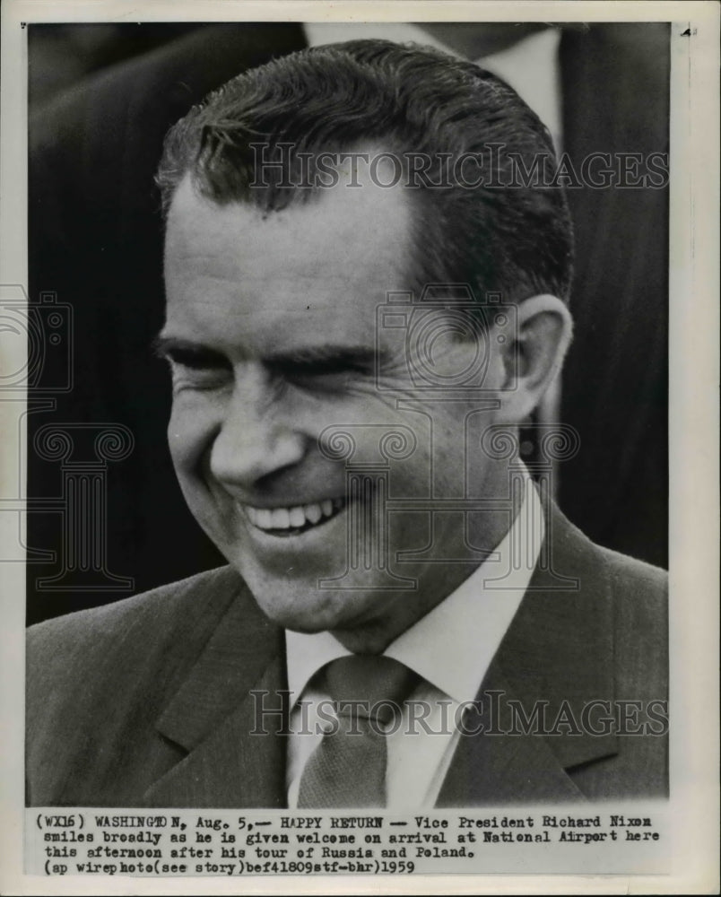 1959 Wire Photo VP President Richard Nixon smiles broadly - cvw11691 - Historic Images