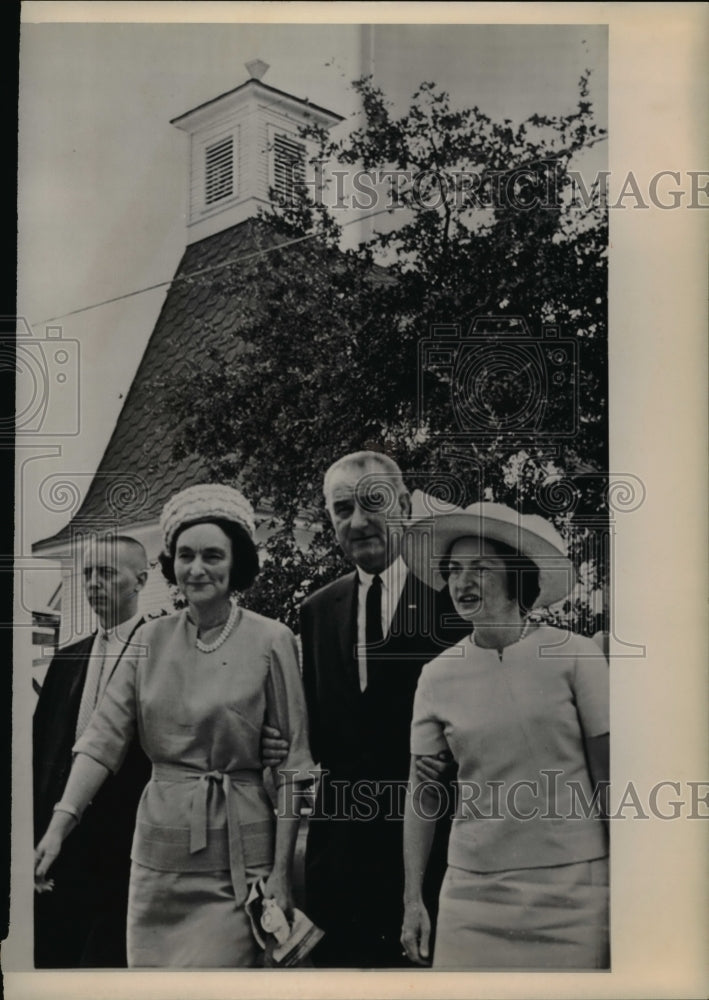 1965 Press Photo President and Mrs. Johnson and his sister Mrs. Birge Alexander - Historic Images