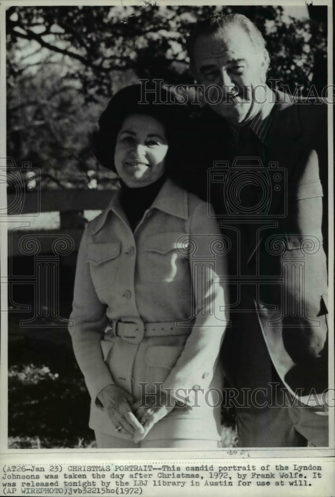 1972 Press Photo Candid portrait of the former Pres. and Mrs. Lyndon Johnson - Historic Images