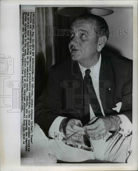 1956 Sen. Lyndon Johnson favorite son candidate for the democratic - Historic Images