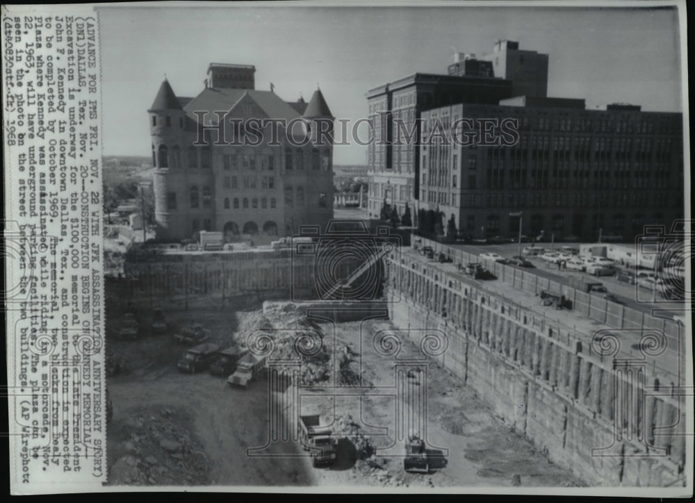 1968 Press Photo Construction of memorial to the late President John F. Kennedy - Historic Images