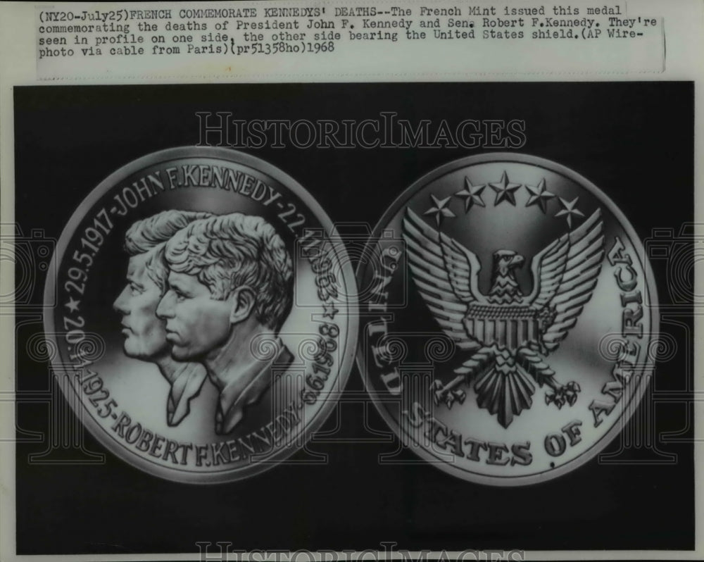 1968 The French Mint issued this medal commemorating the deaths of - Historic Images