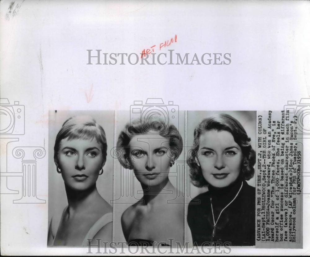 1958 Press Photo Joanne Woodward, Academy Award Oscar for The Three Faces of Eve - Historic Images