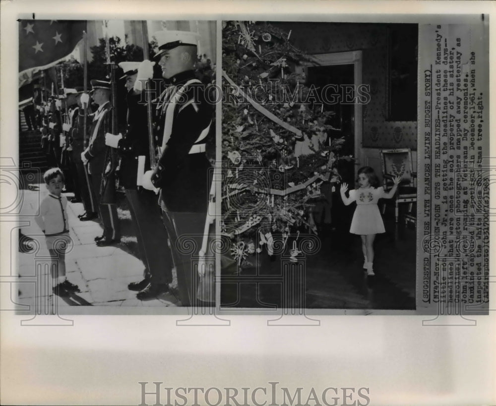 1963 Press Photo Pres Kennedy son John Jr gets headlines at Veterans Day - Historic Images
