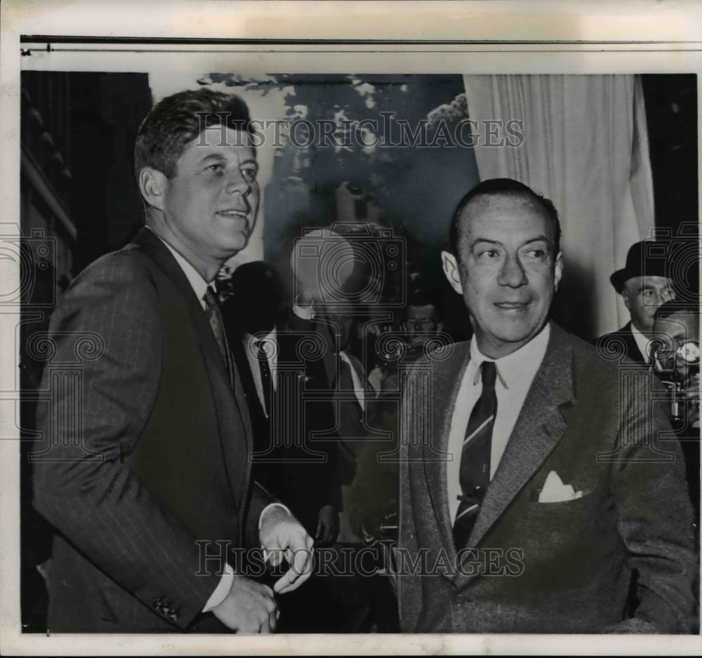 1961 Press Photo Kennedy lend support to Wagner for reelection at Carlyle Hotel - Historic Images