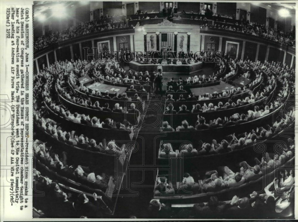 1972 Press Photo Congress hears Summit report of Nixon at House of Rep. chamber - Historic Images