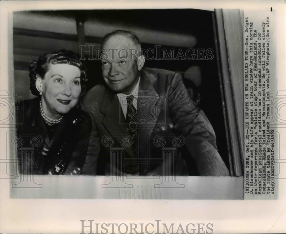 1952 Gen. Eisenhower departs on New England tour - Historic Images