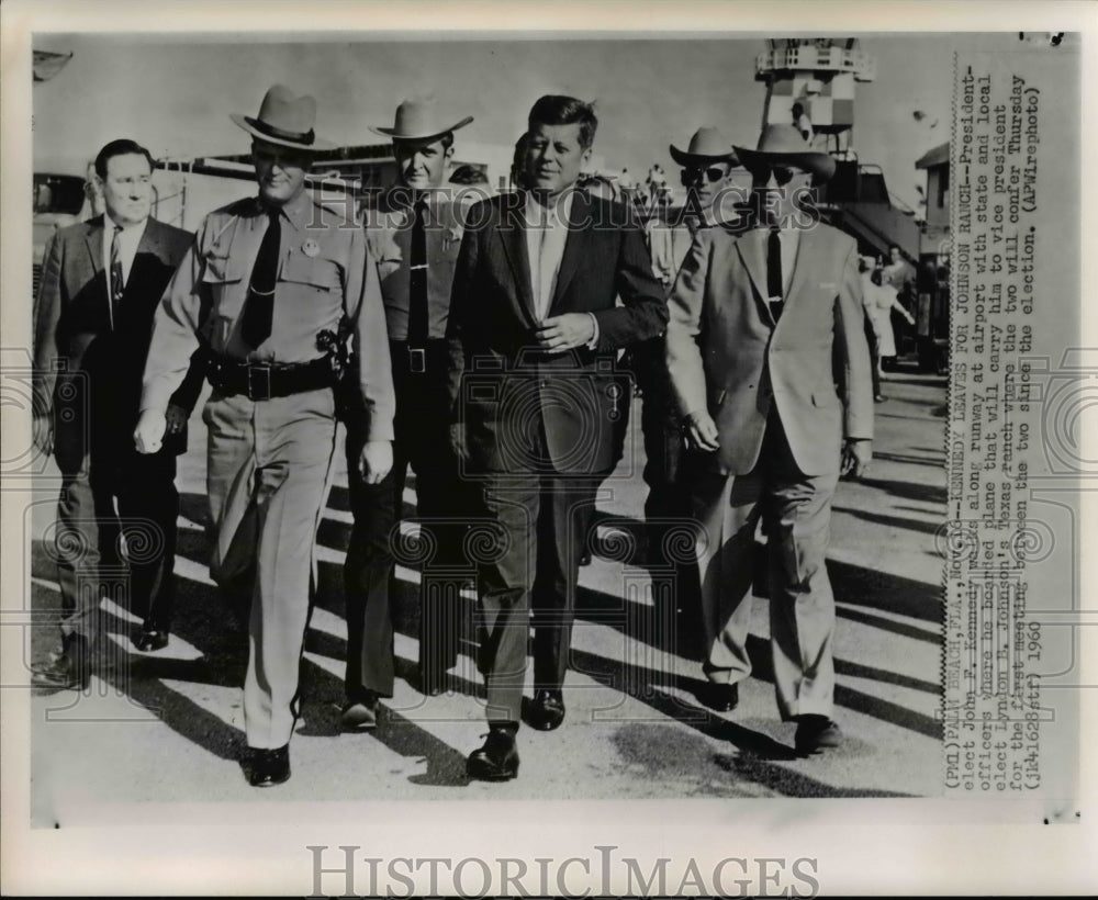 1960 Press Photo Pres, Kennedy leaves for VP Johnson&#39;s Texas Ranch - Historic Images