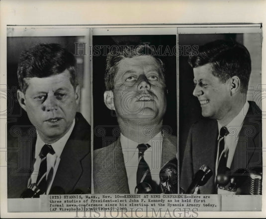 1960 Press Photo Kennedy at News Conference at the Hyannis Armory - Historic Images