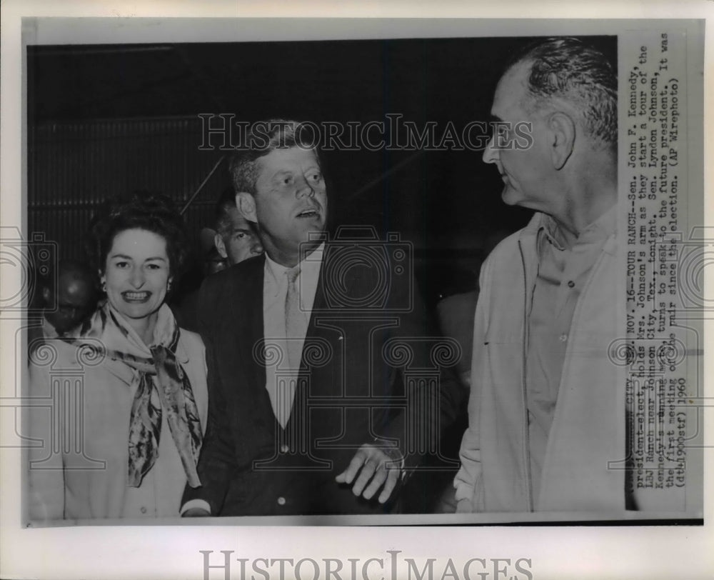 1960 Press Photo Kennedys start a tour of the LBJ Ranch near Johnson, Texas - Historic Images