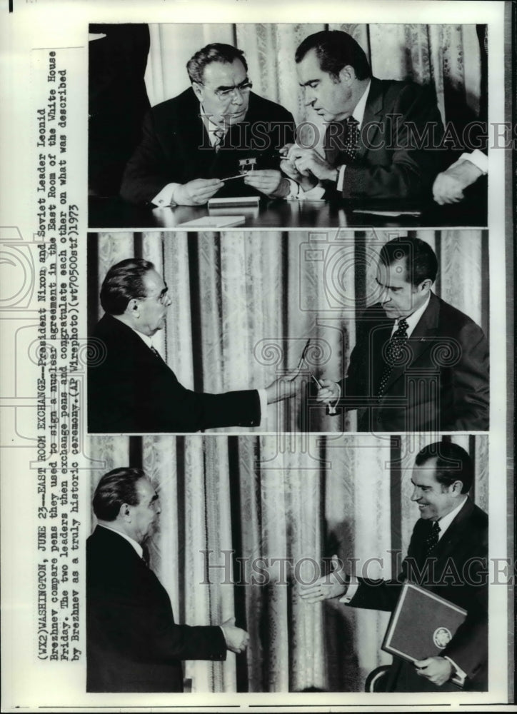 1973 Press Photo President Nixon and Soviet Leader Leonid Brezhnev - Historic Images