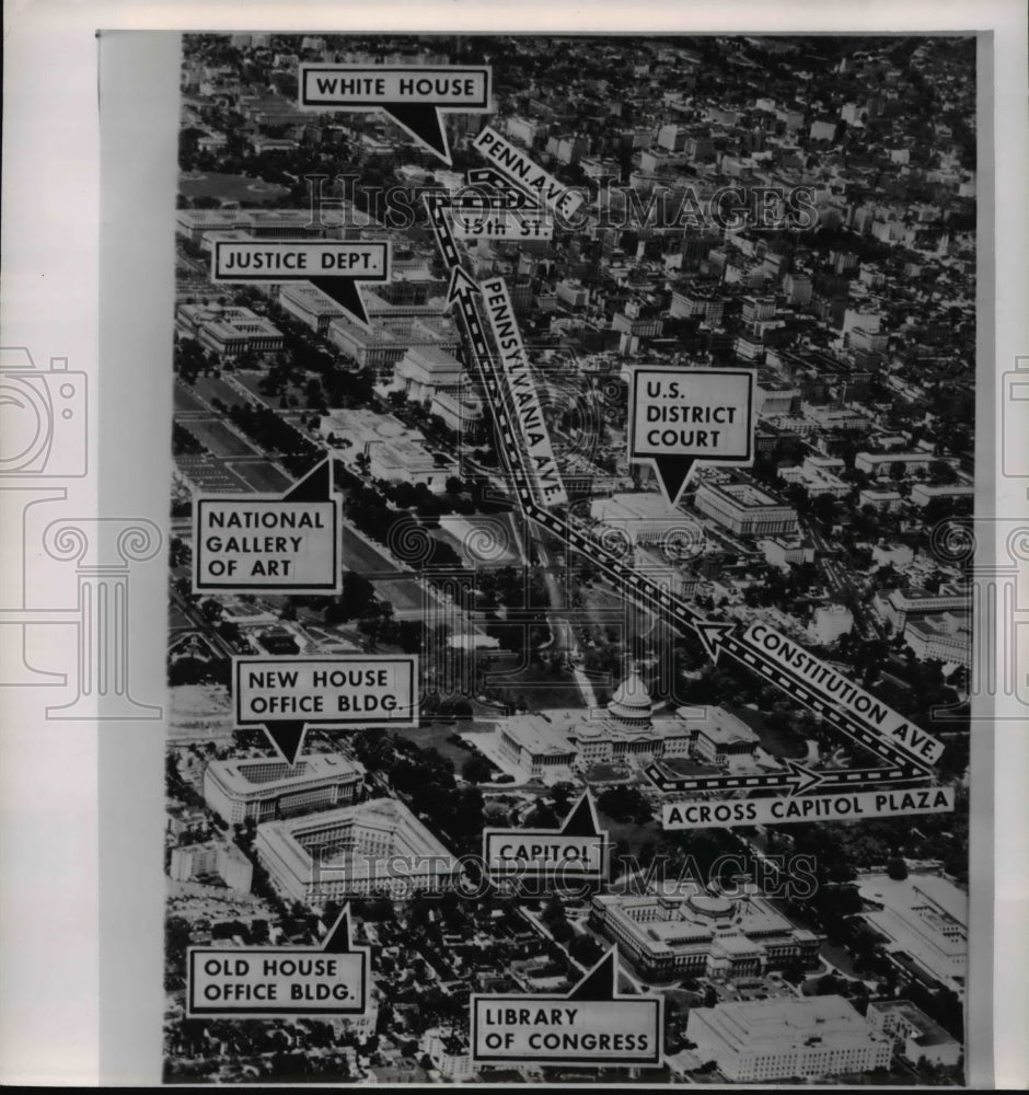 1961 Press Photo Airview of Washington, D.C., shows locale in nation's capital - Historic Images