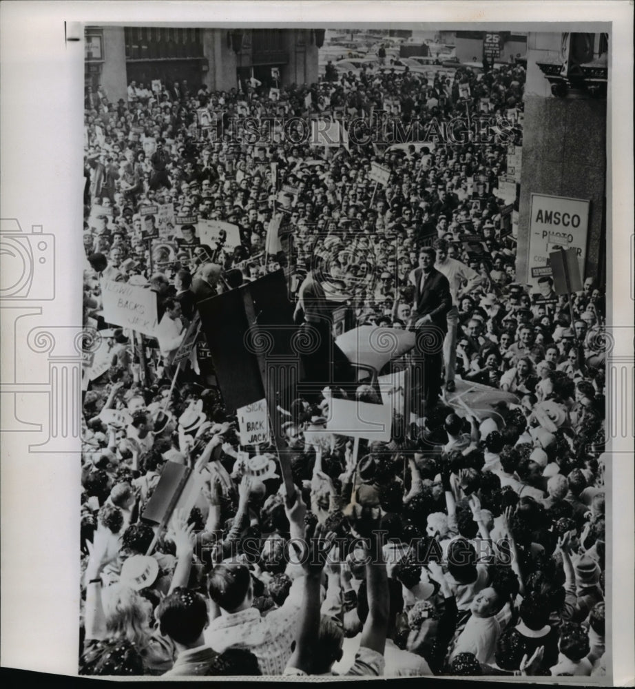 1960 Press Photo Campaigning from the hood of a car was the order of the day - Historic Images